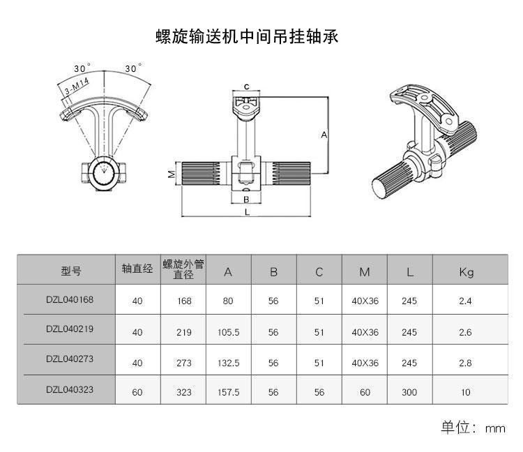 螺旋輸送機吊軸承